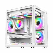 PC Cooler ICE CUBE Ring LCD Rainbow Rgb FAN PC Case White